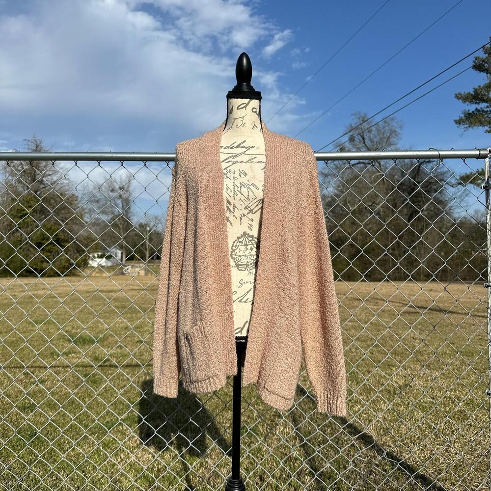 Vintage Beige Pink Cardigan with Pockets